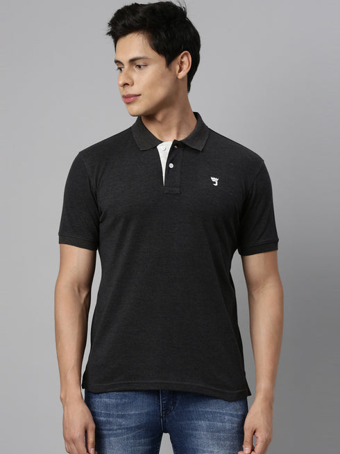 Black Solid Polo T-shirt